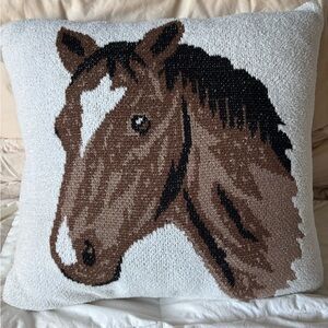 NWOT super soft knit Horse Throw Pillow - 19” x 19”